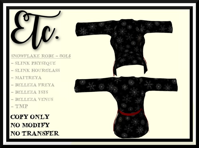 Etc. Snowflake Robe - BLACK