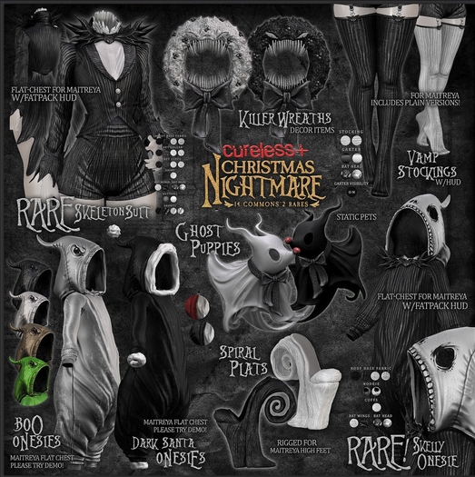 CURELESS[+] Christmas Nightmare / Skelly Onesie / RARE