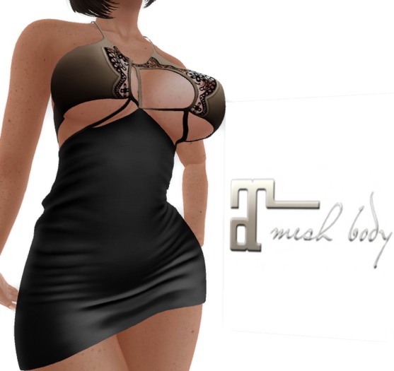 DRESS SEXY LACED EVENING DRESS  BLACK/BRONZE - Maitreya