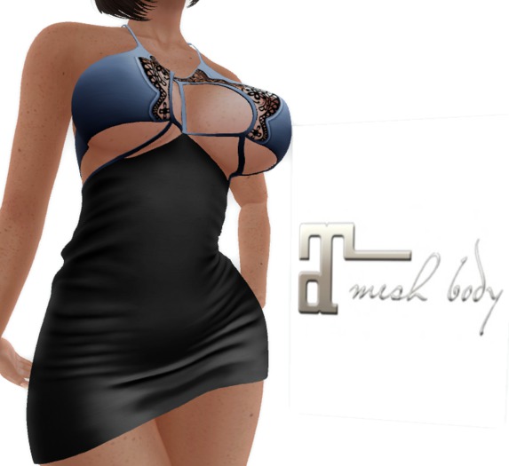 DRESS SEXY LACED EVENING DRESS BLACK/BLUE  - Maitreya