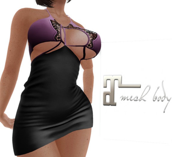 DRESS SEXY LACED EVENING DRESS BLACK/LAVENDER - Maitreya