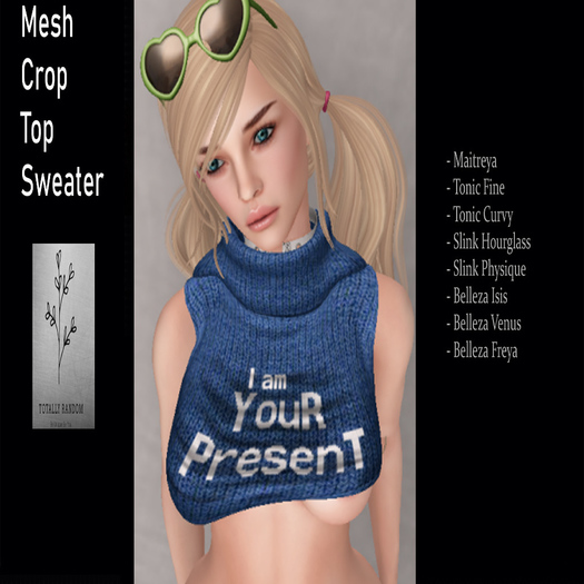 Blue I am Your Present Crop Top swear for Maitreya, Tonic,Belleza,Slink