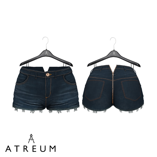 Atreum - Zipped Denim Shorts Dark Blue 1