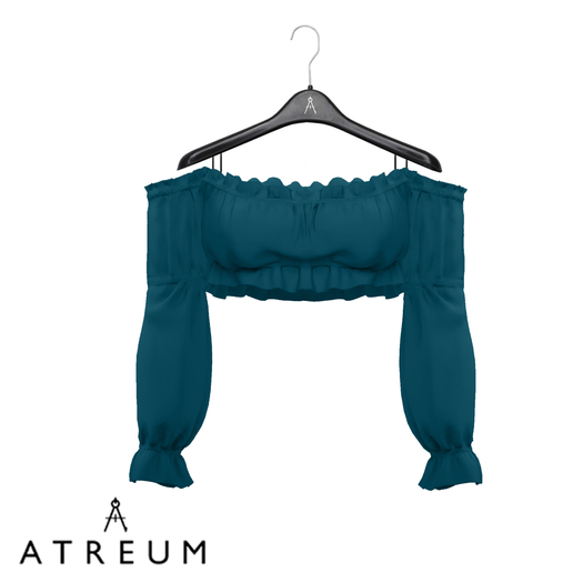 Atreum - Ruffled Crop Top Steel Blue
