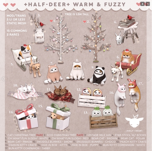 +Half-Deer+ Warm & Fuzzy - Cat Christmas Tree RARE