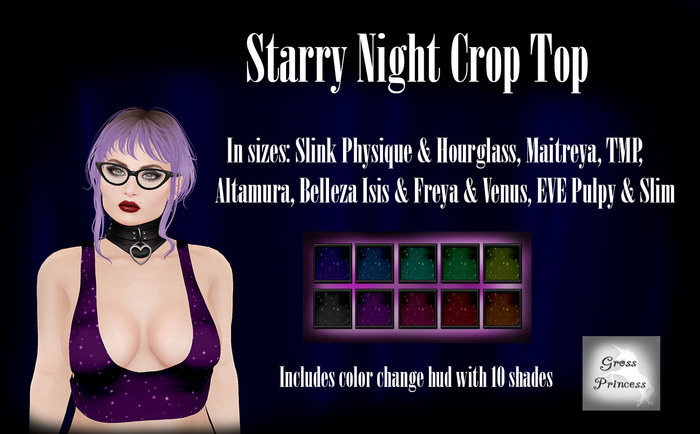 {.Gross Princess.} Starry Night Crop Top *Retiring*