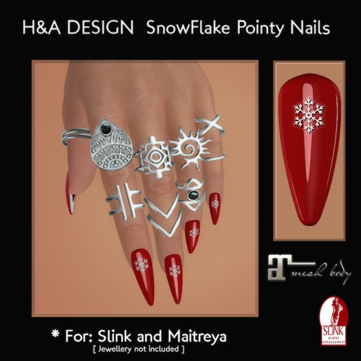 [H&A Designs] - SnowFlake Bento Pointy Nails