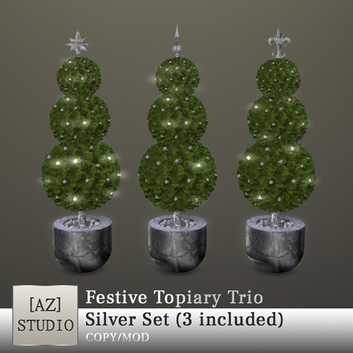 [AZ] STUDIO - Festive Topiary Trio - Silver Set (3 included)