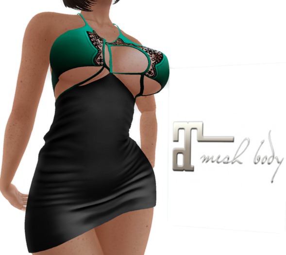DRESS SEXY LACED EVENING DRESS BLACK/GREEN - Maitreya