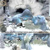 GD MESH WINTER SCENE DEER AND FOX'S ANIMATED