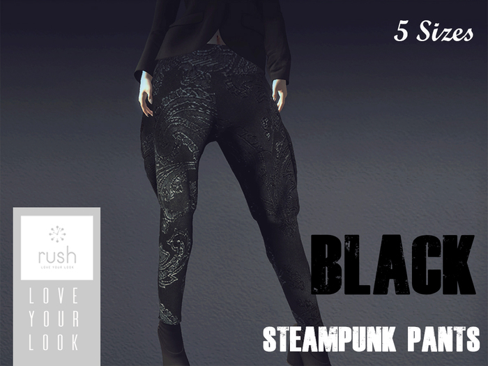 RUSH Steampunk Pants BLACK 