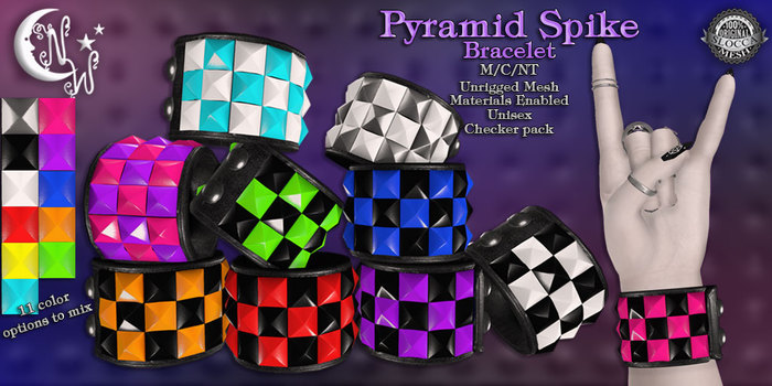 *NW* Pyramid Spike Bracelet - Checker (Rez)