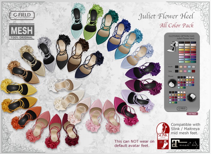 *GF* Juliet Flower Heel -27 col pack- BOX