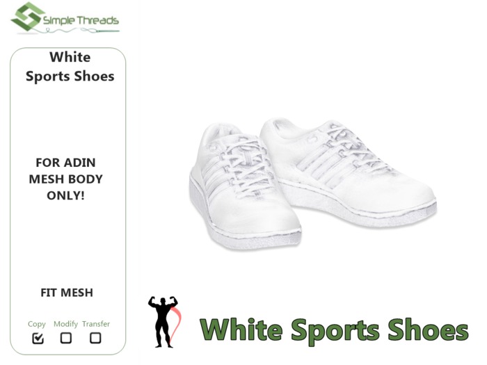~Simple Threads~ White Sport Shoes for Adin
