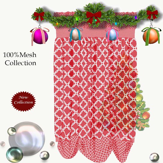 Mesh Christmas semitrasparent valance curtain/drapes v.5