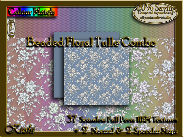 Beaded Floral Tulle Combo Textures