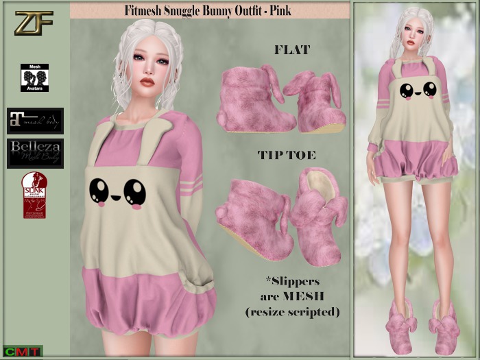 Zuloo - Fitmesh Snuggle Bunny Outfit - Pink