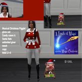 Cute Christmas Piglet gives out candy canes & Santa Hat