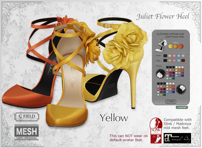*GF* Juliet Flower Heel -Yellow- BOX