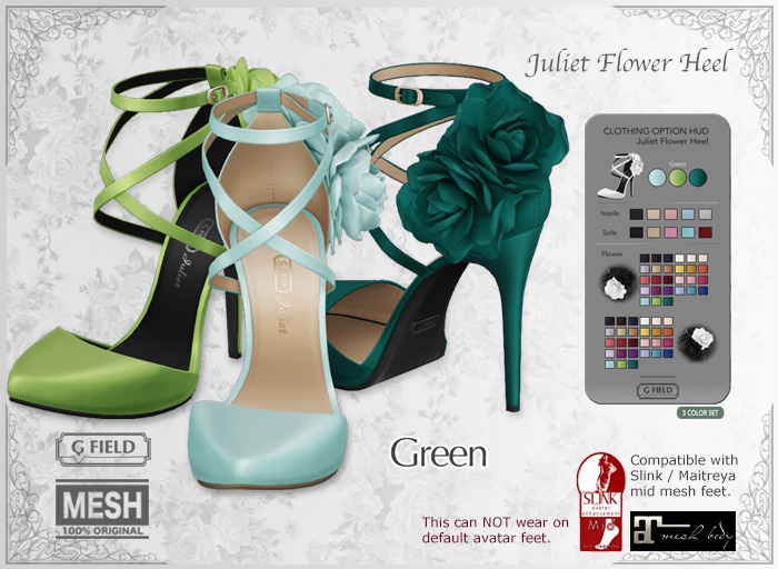 *GF* Juliet Flower Heel -Green-