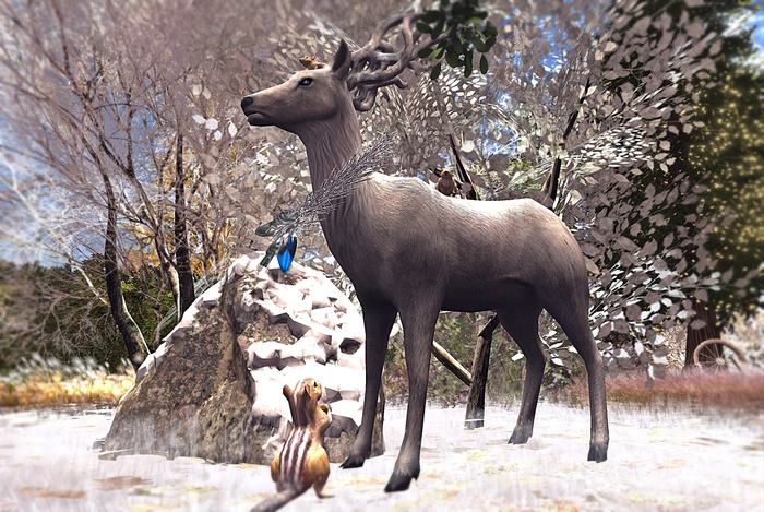 CJ Winter Mystical Deer with Chipmunk - add