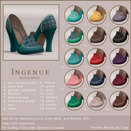 Ingenue :: Guilia Heels (Belleza) :: Teal Tartan RARE