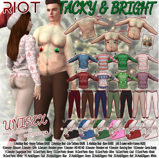 01. RIOT / Tacky & Bright - Holiday Bod (Heavy) B.Jake RARE