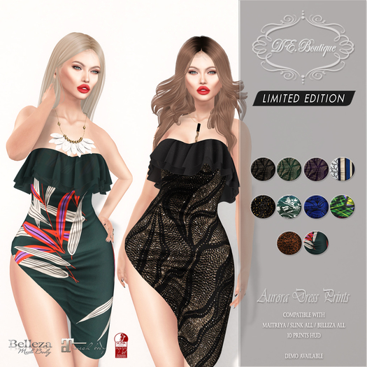 Second Life Marketplace DE.Boutique Aurora Dress Prints