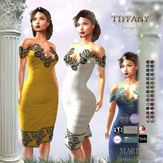 ::TD:: Marie Fitmesh Dress - 30 Textures HUD