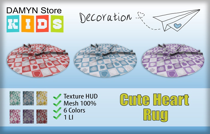 ::Damyn Store::Cute Heart Rug - 100% MESH