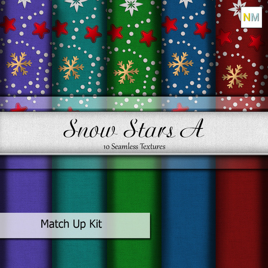 Second Life Marketplace - Snow Stars Set A MatchUp Kit 10 Seamless ...