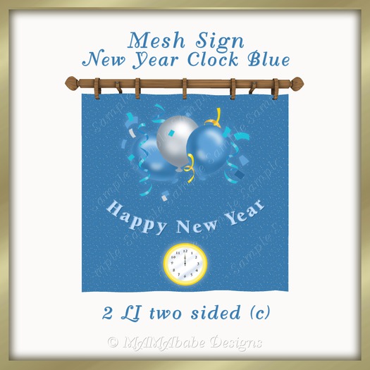 Mesh Sign New Year Clock Blue