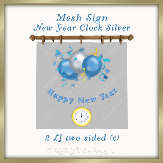 Mesh Sign New Year Clock Silver