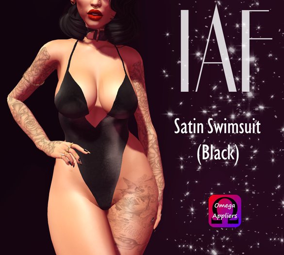 IAF Satin Swimsuit (Black) (With Appliers)