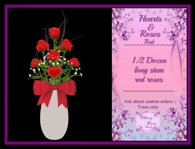 *CRF* Hearts & Roses Vase - Red