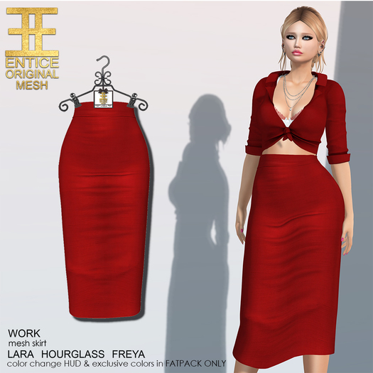 Entice - Work Skirt - Red