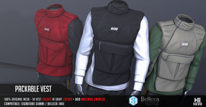 HEVO - Packable Puffer Vest Red B.