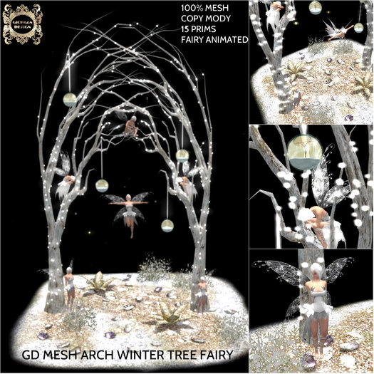 GD MESH ARCH WINTER TREE FAIRY ANIMATED