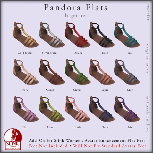 Ingenue :: Pandora Flats (Slink Feet Add-On) :: Rouge