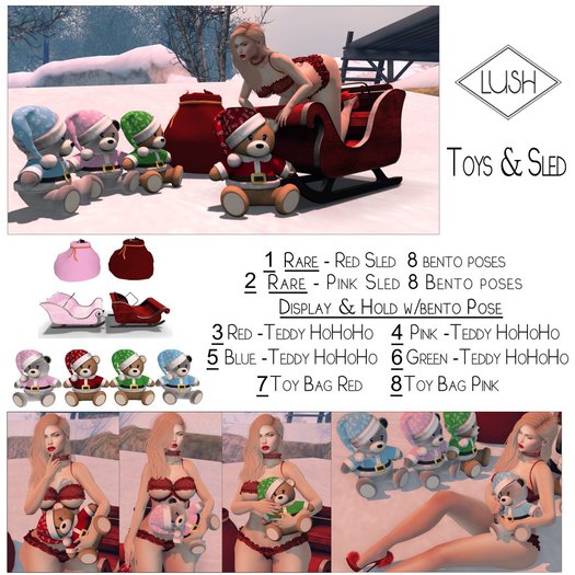7 Lush - Toys & Sled - Red Gift Bag
