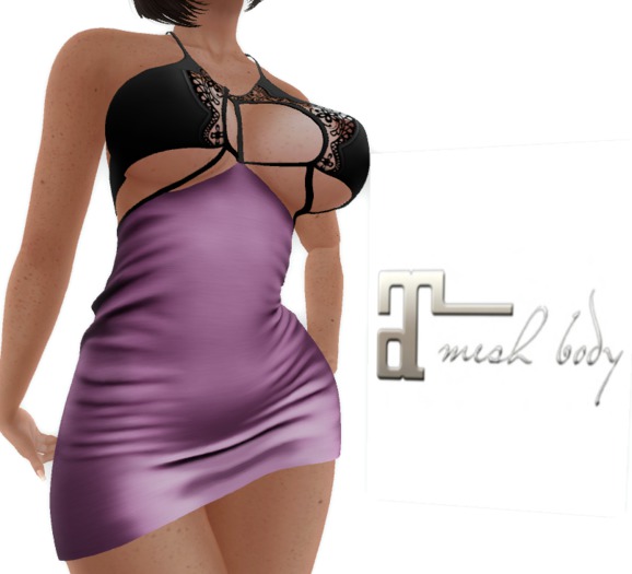 SEXY LACED EVENING DRESS LAVENDER/BLACK - Maitreya