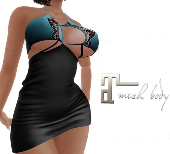 SEXY LACED EVENING DRESS BLACK/TEAL - Maitreya