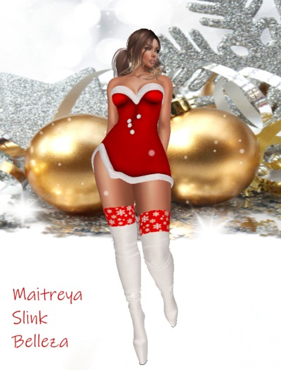 *MF* :.Christmas Dress with Boots Red/White.: