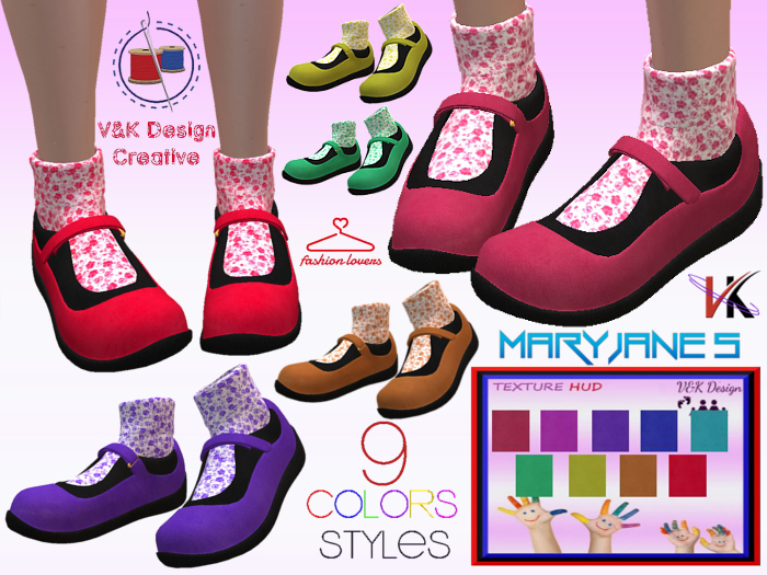 V&K Design ++FATPACK++ Mary Janes (9 Colors HUD)