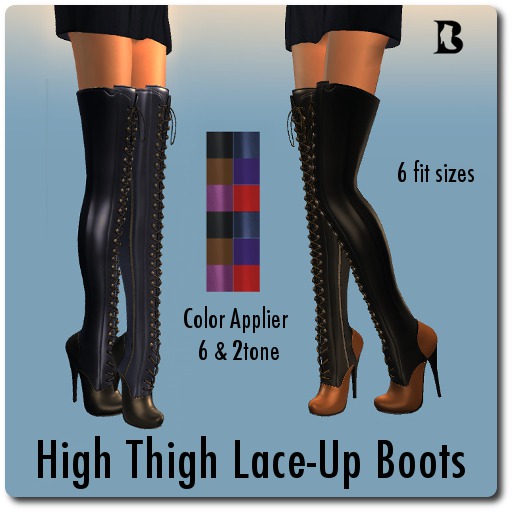 Scripted Designer High Thigh Lace-Up Boots & Applier