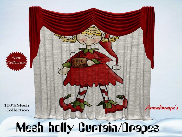 Mesh Holly curtain/drapes red version v.12