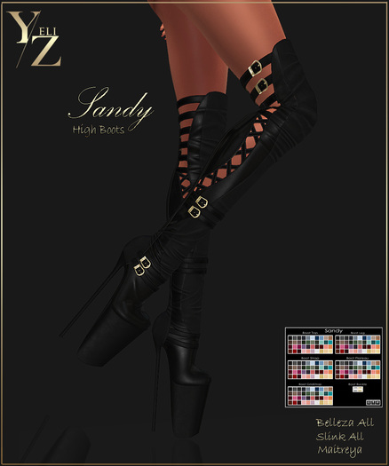 YELIZ MESH "SANDY" OVERKNEE BOOTS with HUD