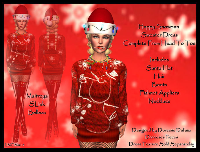CHRISTMAS HAPPY SNOWMAN SWEATER DRESS