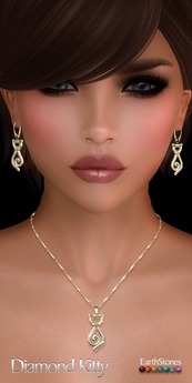 Second Life Marketplace - EarthStones Diamond Kitty Necklace - White