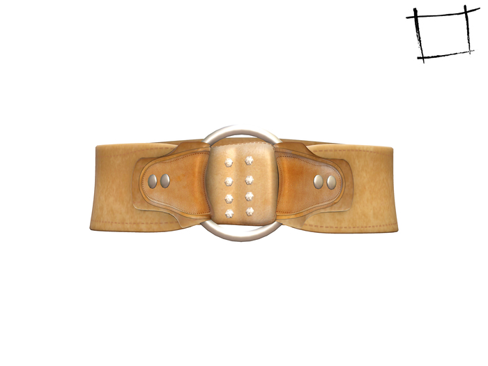  Full Perm Mesh Ring Buckle Camel Leather Thick Belt